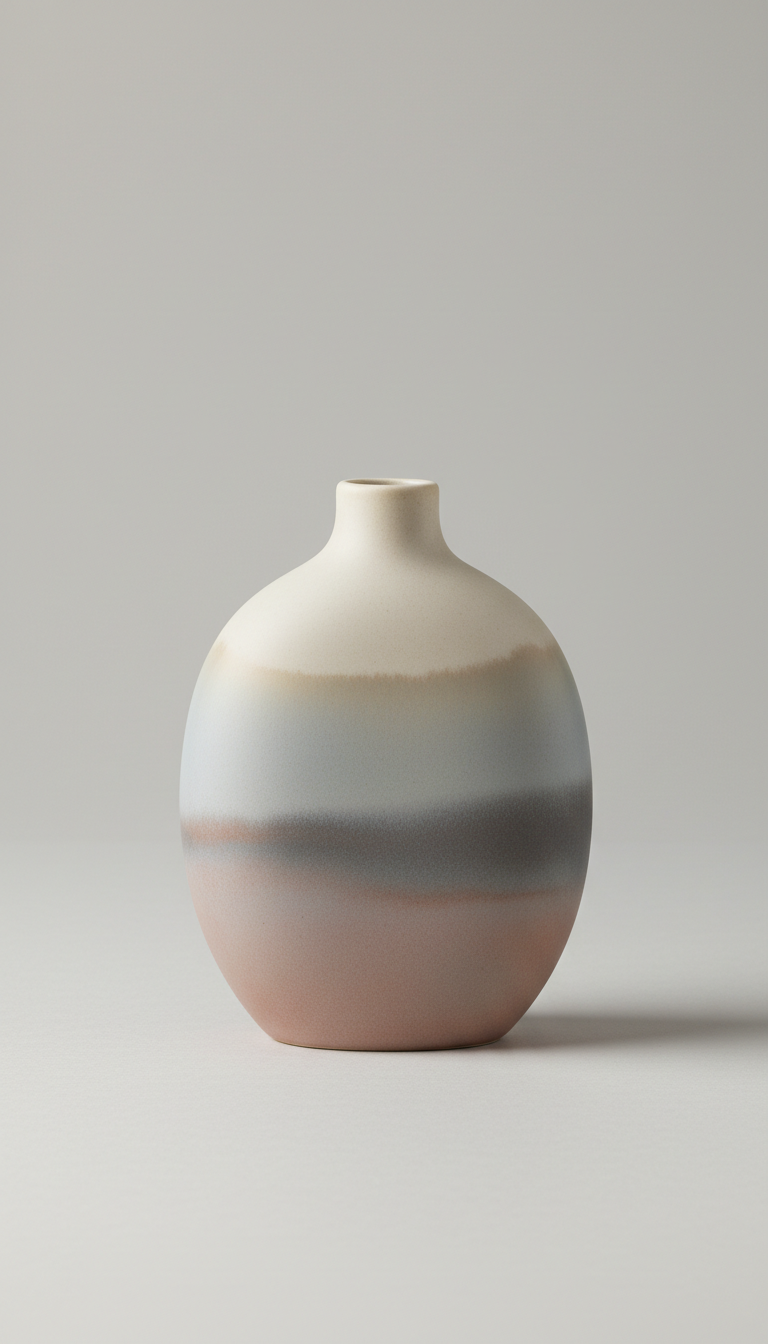 Neutral Ceramic Decorative Vase with Matte Glaze